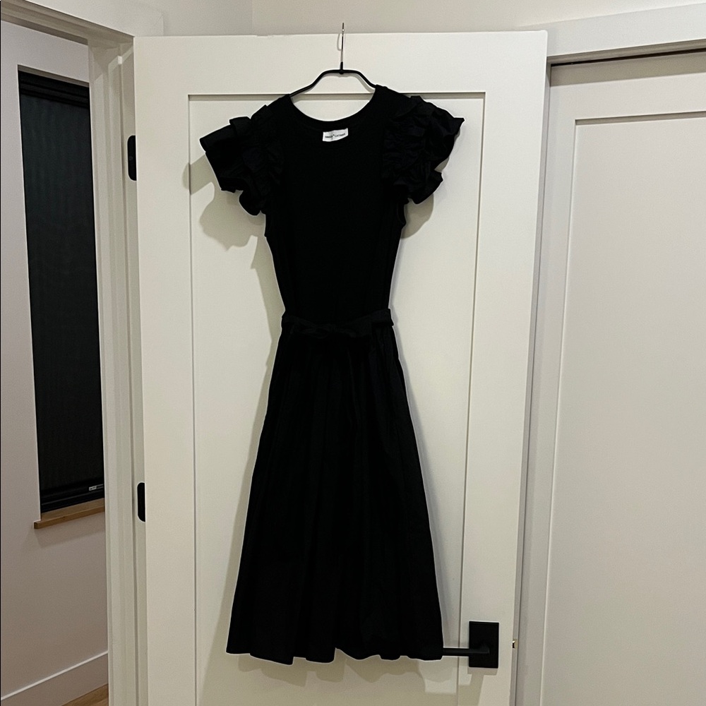 Gibson Latimer Black Ruffle Sleeve Dress
